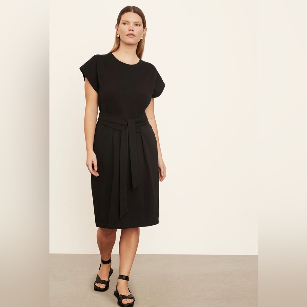 Vince Women's Short Sleeve Waist Tie Dress